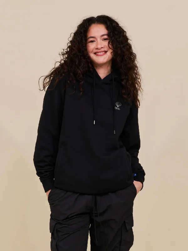 Cartel Scallop Embroidered Hoodie Black Hoodie with Embroidery Detailed Premium