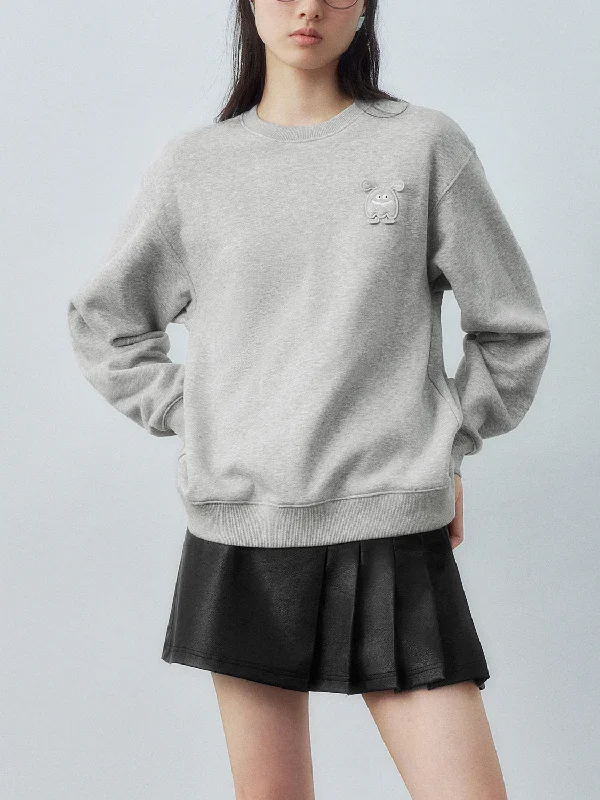 Crew Neck Loose Sweatshirts Hoodie with Elastic Cuffs Stretchable Comfortable