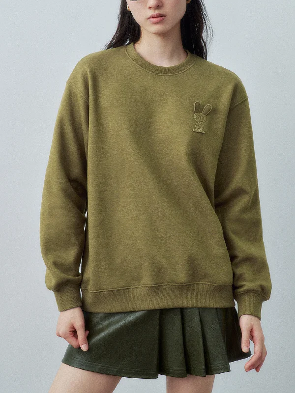 Crew Neck Loose Sweatshirts Hoodie with Zipper Versatile Modern