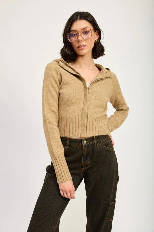 Emory Park Cropped Hoodie Zip Up Hoodie with Raglan Sleeves Sporty Comfortable