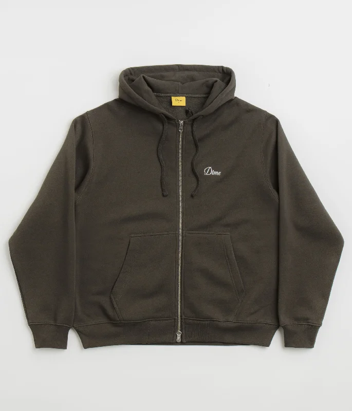 Dime Cursive Zip Hoodie - Vintage Black Hoodie Crop Top Short Trendy