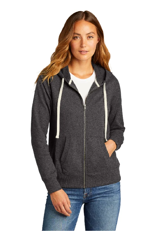 District Womens Re-Fleece Full Zip Hooded Sweatshirt Hoodie w/ Pockets - Heather Charcoal Grey Hoodie with Lace Feminine Delicate District Womens Re-Fleece Full Zip Hooded Sweatshirt Hoodie w/ Pockets - Heather Charcoal Grey Hoodie with Lace Feminine Delicate
