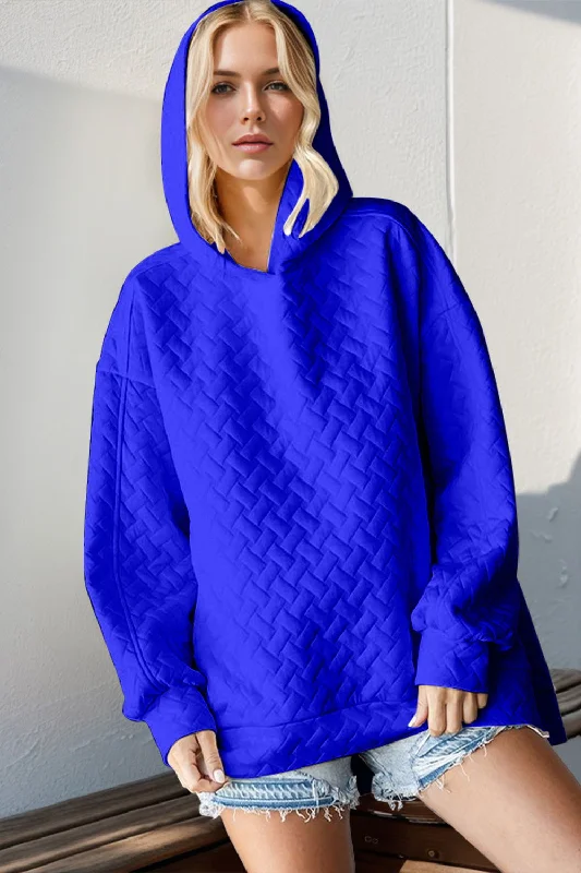 Double Take Full Size Texture Drop Shoulder Long Sleeve Hoodie Hoodie with Logo Branding Identity Double Take Full Size Texture Drop Shoulder Long Sleeve Hoodie Hoodie with Logo Branding Identity