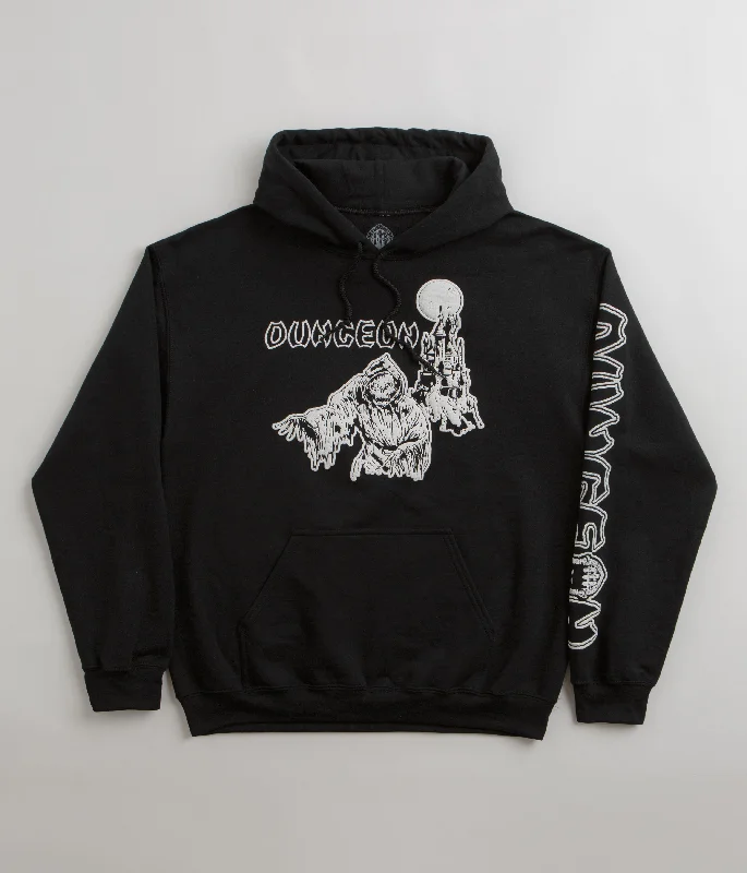 Dungeon Tower Hoodie - Black Hoodie with Back Slit Movement Comfort