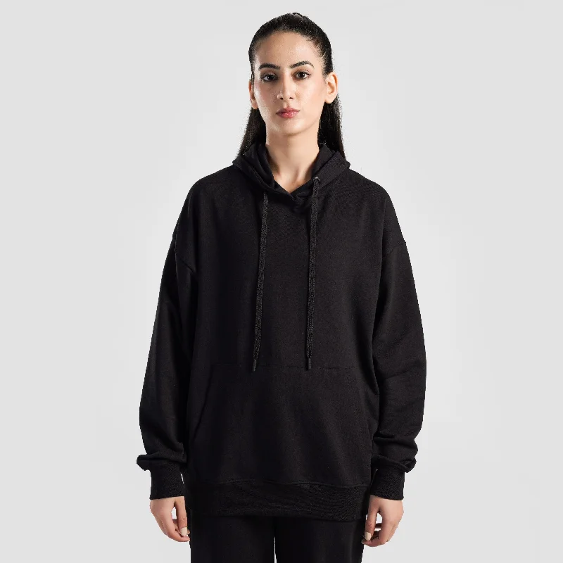 GAI Build Oversized Hoodie (Black) Hoodie with Metallic Shiny Futuristic