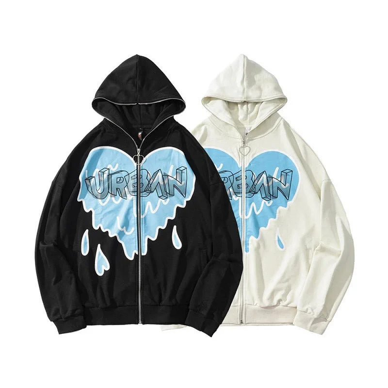 Heart-Shaped Fleece Corduroy Zipper Hoodie for Men and Women - Unisex Pullover in Black & White Hoodie with Lace Feminine Delicate Heart-Shaped Fleece Corduroy Zipper Hoodie for Men and Women - Unisex Pullover in Black & White Hoodie with Lace Feminine Delicate