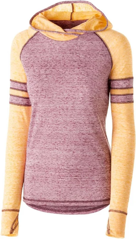 Holloway 229749 Ladies Advocate Hoodie - Maroon Light Gold Hoodie with Typography Text Message