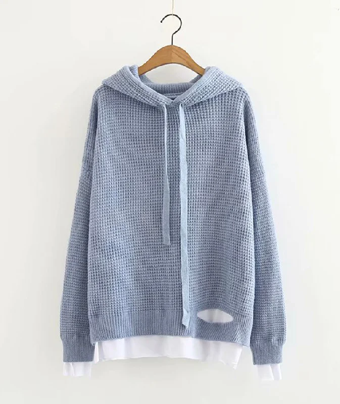 Hoodie simple loose long sleeve top  230 Hoodie with Back Slit Movement Comfort
