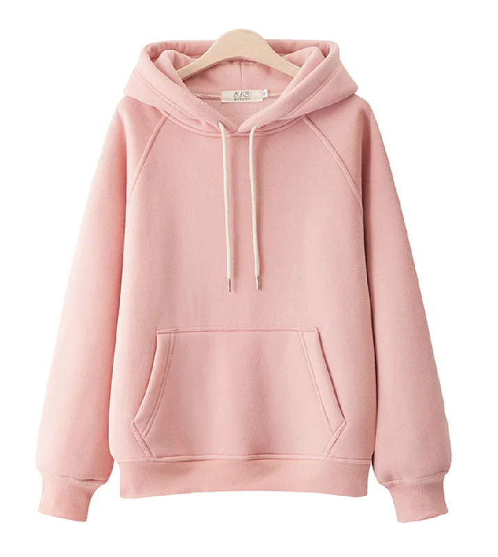 Hoodie simple loose plus fleece top  232 Hoodie with Zipper Placket Modern Functional