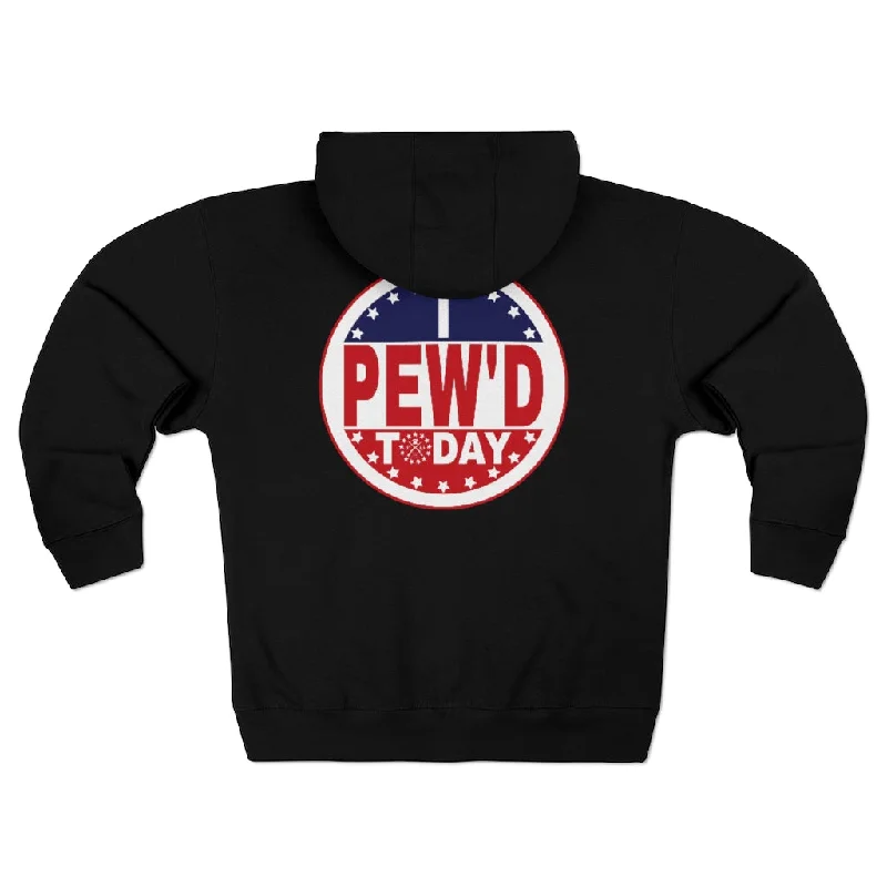 I Pew'd Today, Premium Full Zip Hoodie Hoodie with Snap Buttons Easy Quick
