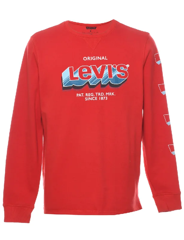 Levi's Printed Sweatshirt - M Hoodie with Hem Fringe Bohemian Relaxed