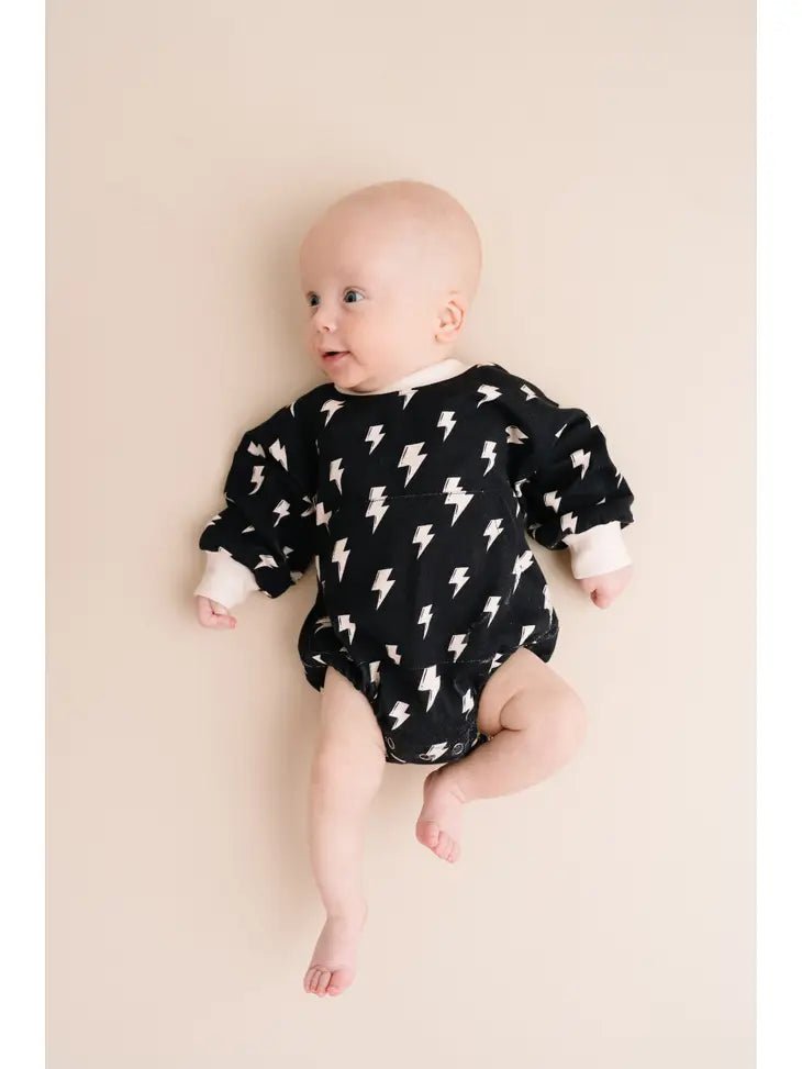 Little One Shop: Bolts on Black Sweatshirt Romper Hoodie with Hem Applique Textured Unique Little One Shop: Bolts on Black Sweatshirt Romper Hoodie with Hem Applique Textured Unique