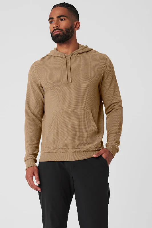 Micro Waffle Fast Break Hoodie - Gravel Hoodie Sweatshirt Pullover