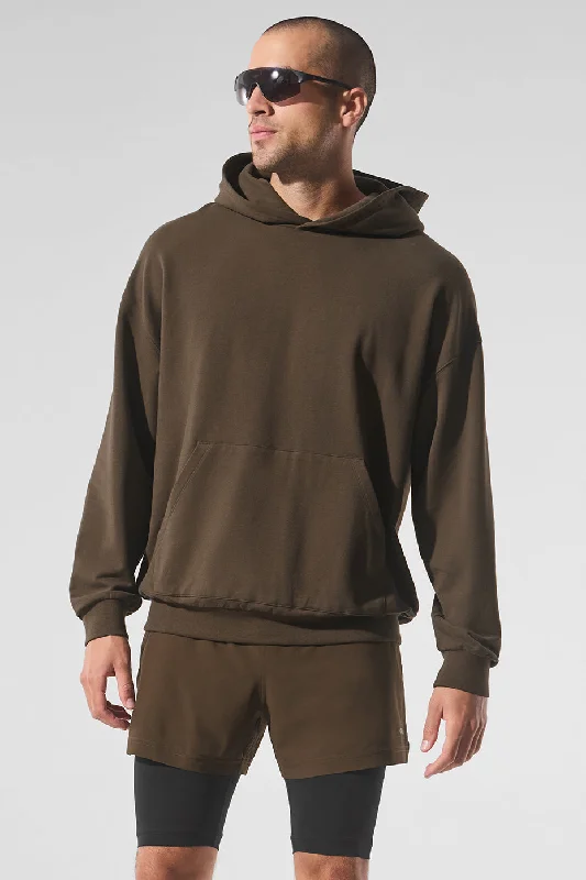 Double Take Hoodie - Espresso Hoodie with High-Low Hem Asymmetrical Trendy