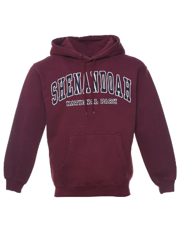 Maroon & Black Embroidered Hoodie - S Hoodie with High-Low Hem Asymmetrical Trendy