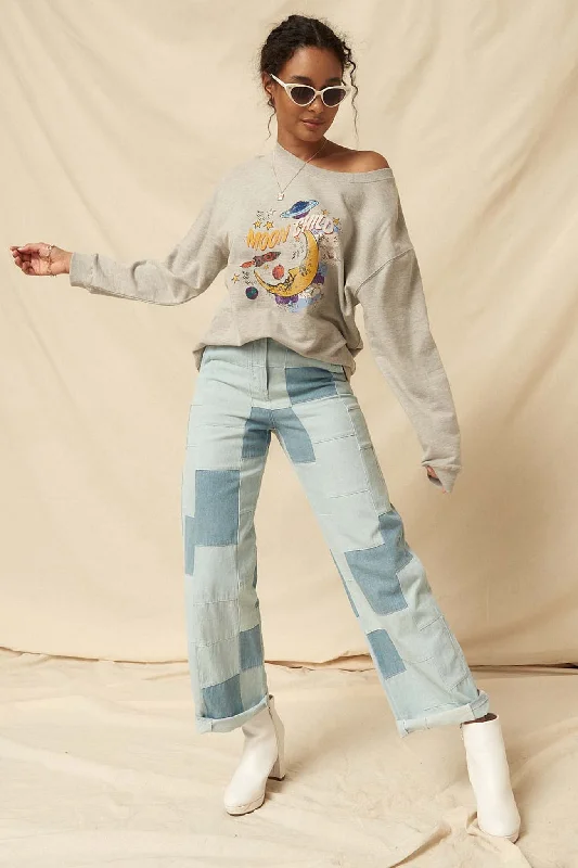 Moon Child Vintage Graphic Sweatshirt Hoodie with Reflective Safety Nightwear