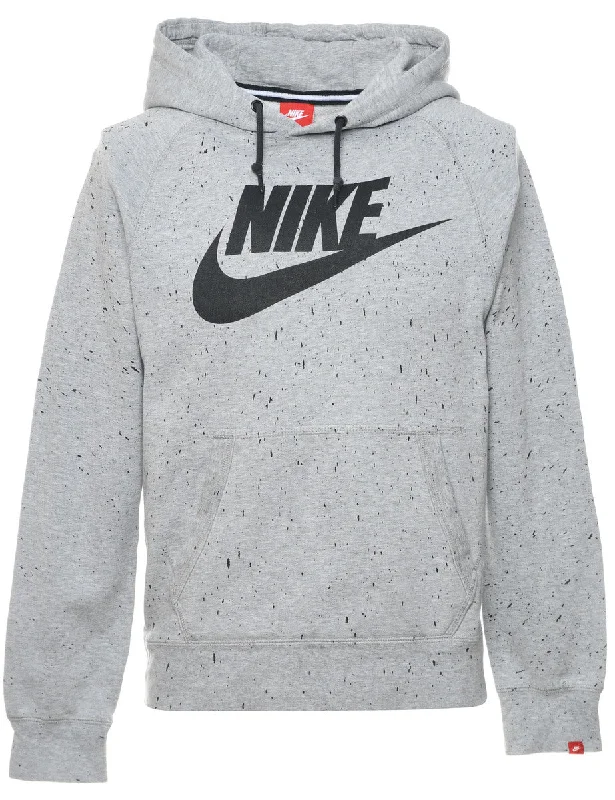 Nike Light Grey & Black Contrast Hoodie - S Hoodie with Rhinestones Sparkly Elegant