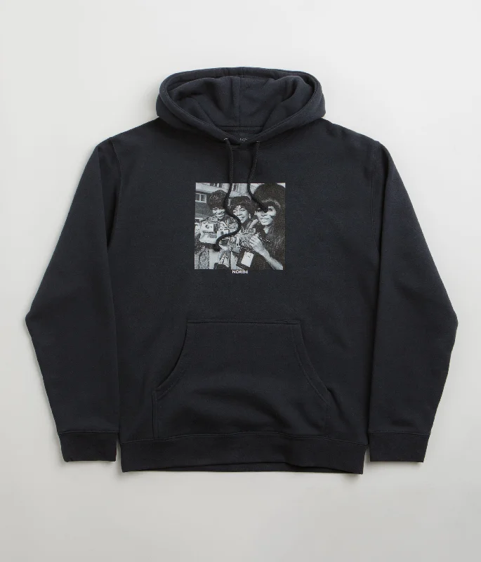 North The Supremes Hoodie - Navy Hoodie with Exposed Zipper Edgy Industrial