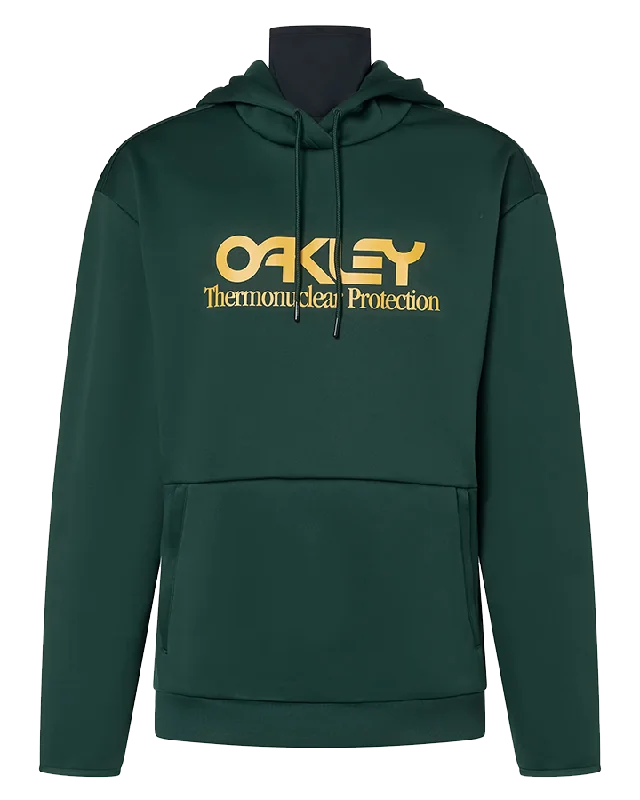 Oakley Rider Long 2.0 Hoodie - Hunter Green/Amber Yellow Hoodie with Raw Hem Edgy Unfinished