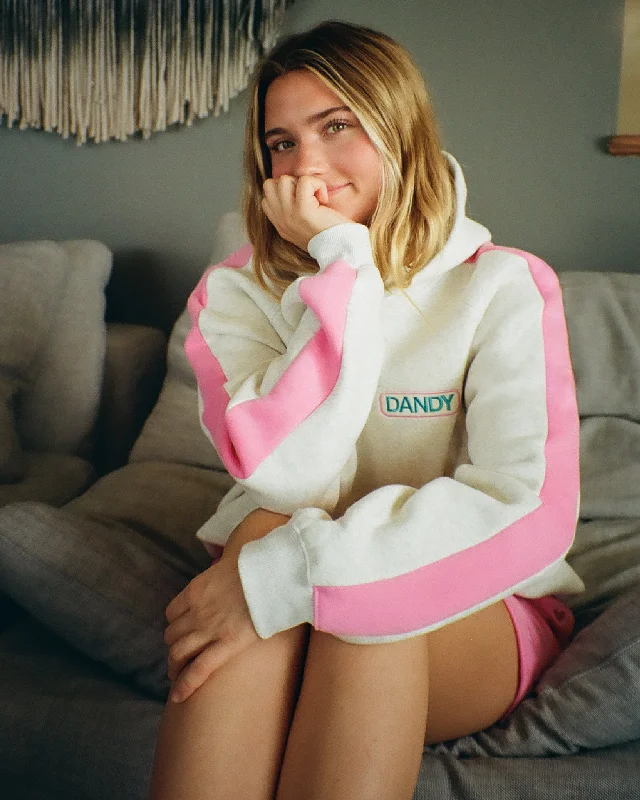 Pink Stripe Oversized Lux Hoodie Hoodie with Cropped Fit Short Trendy