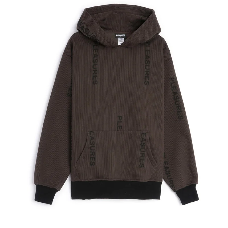 Pleasures Mobile Pinstripe Hoodie - Brown Hoodie with Neon Bright Vibrant