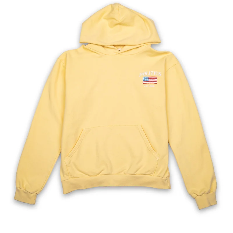 Politics American Flag Hoodie - Yellow Hoodie with Batwing Sleeves Loose Dramatic