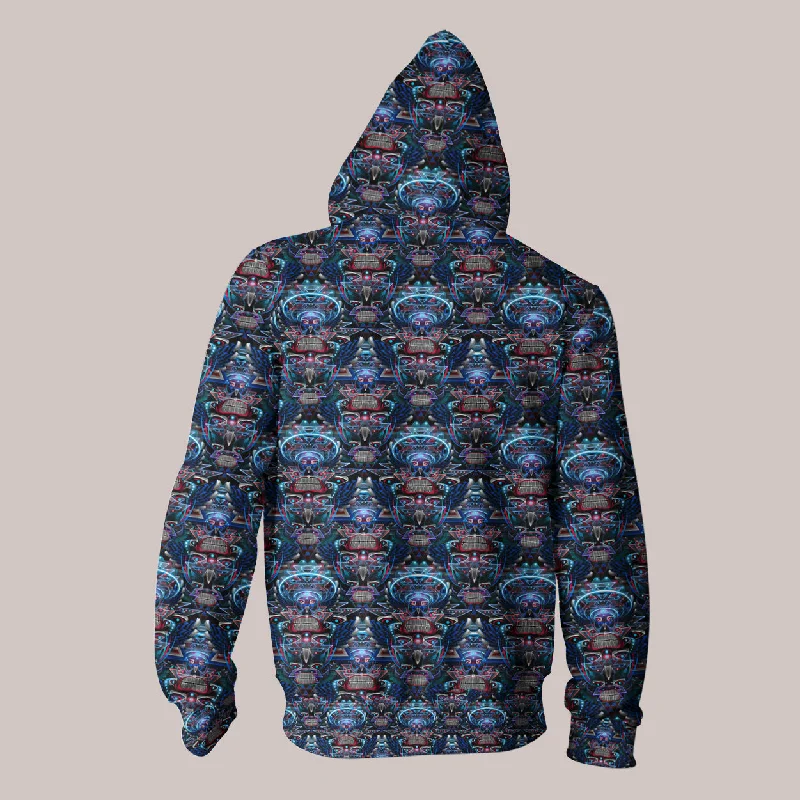 Psychedelic Hoodie (UV/RGB, Eco-Friendly, Unisex, Zip-Up) | PRIMITIVE VOICES Hoodie with High-Low Hem Asymmetrical Trendy Psychedelic Hoodie (UV/RGB, Eco-Friendly, Unisex, Zip-Up) | PRIMITIVE VOICES Hoodie with High-Low Hem Asymmetrical Trendy