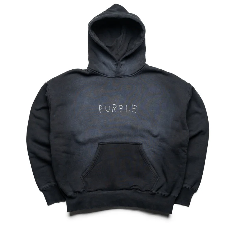 Purple Brand Studded Scratch Hoodie - Black Hoodie with Patch Decorative Personalized Purple Brand Studded Scratch Hoodie - Black Hoodie with Patch Decorative Personalized