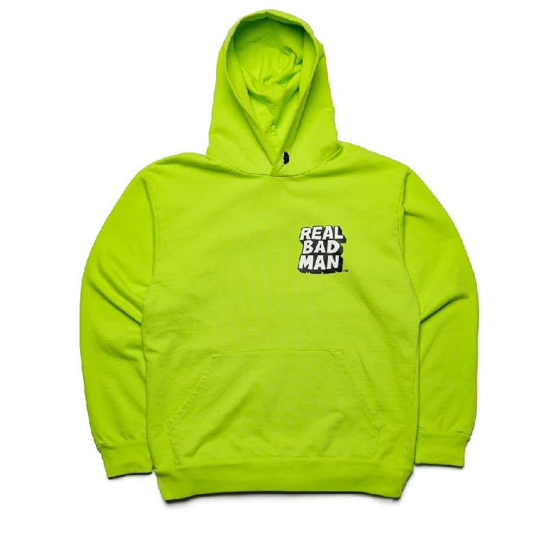 Real Bad Man Classic Fleece Hoodie - Acid Hoodie with Strings Custom Fit Adjustable