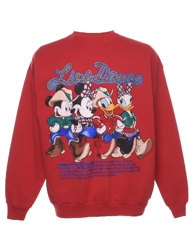 Red Line Dance Disney Cartoon Sweatshirt - L Hoodie with Metallic Shiny Futuristic