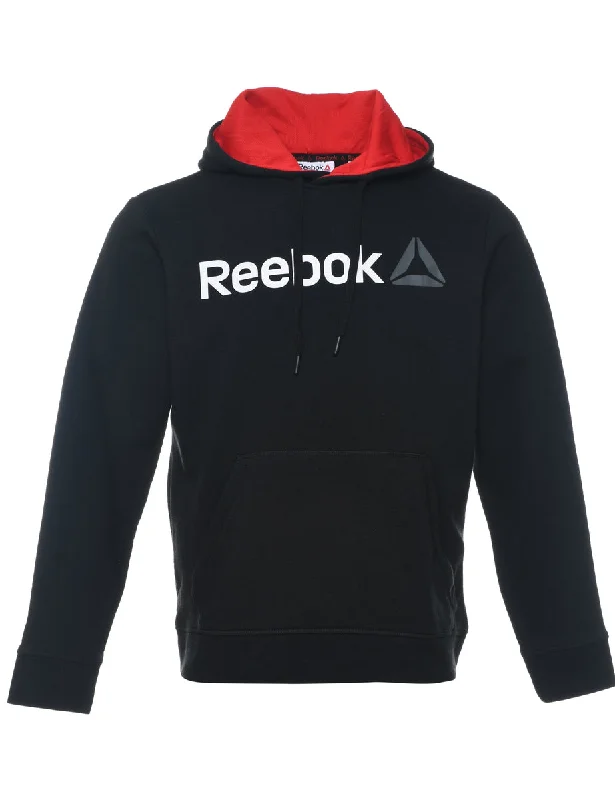 Reebok Black & Grey Printed Hoodie - S Hoodie with Gradient Ombre Colorful