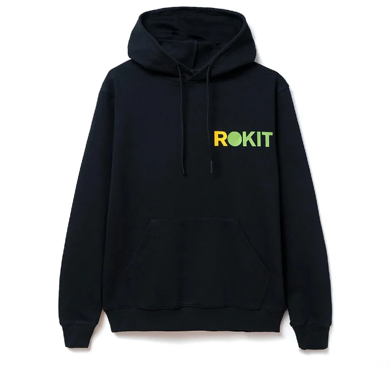 Rokit Core Hoodie - Black Hoodie with Drop Shoulder Relaxed Streetwear