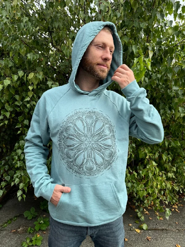 Gaia Hoodie - Organic Cotton Medium Weight Fleece Geometric Nature Graphic Pullover Hoodie with Drawcord Adjustable Secure Gaia Hoodie - Organic Cotton Medium Weight Fleece Geometric Nature Graphic Pullover Hoodie with Drawcord Adjustable Secure