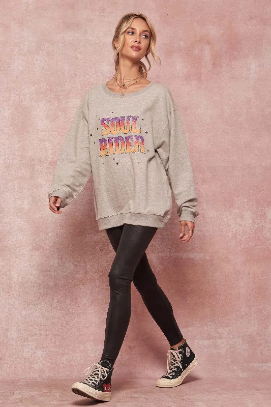 Soul Rider Vintage Graphic Tunic Sweatshirt Hoodie with Oversized Fit Loose Comfortable Soul Rider Vintage Graphic Tunic Sweatshirt Hoodie with Oversized Fit Loose Comfortable