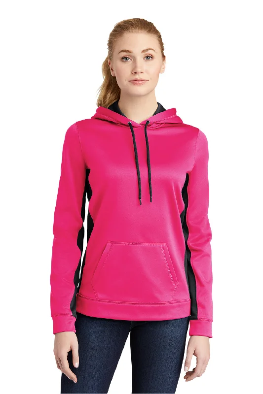 Sport-Tek Womens Sport-Wick Moisture Wicking Fleece Hooded Sweatshirt Hoodie w/ Pouch Pocket - Neon Pink/Black Hoodie with Pattern Geometric Abstract Sport-Tek Womens Sport-Wick Moisture Wicking Fleece Hooded Sweatshirt Hoodie w/ Pouch Pocket - Neon Pink/Black Hoodie with Pattern Geometric Abstract