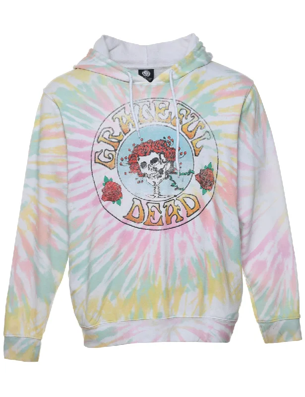 Tie-dye Multi-Color Grateful Dead Hoodie - L Hoodie with Hem Fringe Bohemian Relaxed Tie-dye Multi-Color Grateful Dead Hoodie - L Hoodie with Hem Fringe Bohemian Relaxed