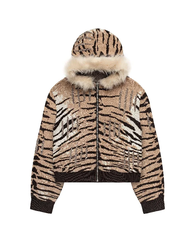 Tiger Hoodie Zip Hoodie Drawstring Kangaroo Pocket