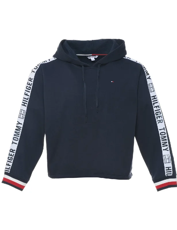 Tommy Hilfiger Navy, Red & White Hooded Sweatshirt - M Hoodie with Embroidery Detailed Premium Tommy Hilfiger Navy, Red & White Hooded Sweatshirt - M Hoodie with Embroidery Detailed Premium
