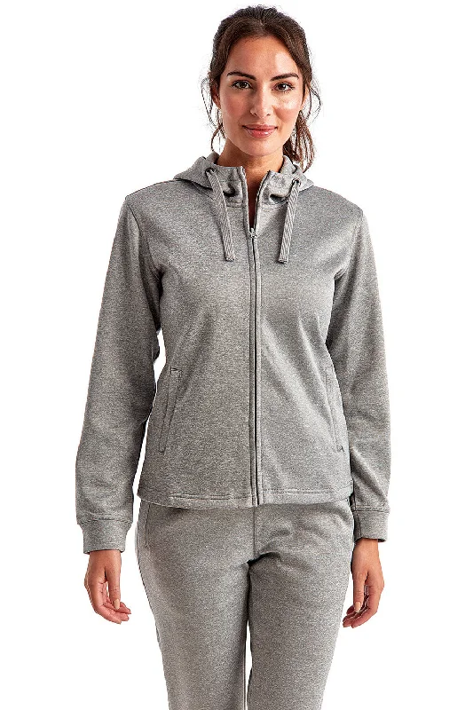 TriDri Womens Moisture Wicking Full Zip Hooded Sweatshirt Hoodie w/ Pockets - Grey Melange Hoodie Jacket Zipper Layering TriDri Womens Moisture Wicking Full Zip Hooded Sweatshirt Hoodie w/ Pockets - Grey Melange Hoodie Jacket Zipper Layering