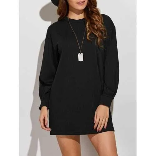 Active Mini Sweatshirt Dress - Black Xl Hoodie with Patch Decorative Personalized