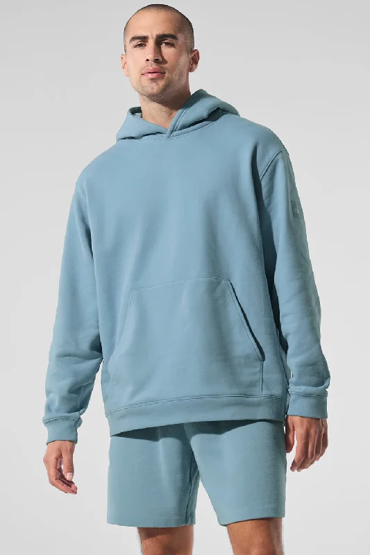 Renown Heavy Weight Hoodie - Celestial Blue Hoodie with Applique Textured Unique