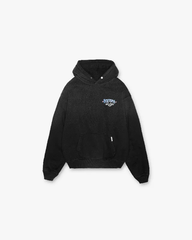 Wild Ride Hoodie - Aged Black Hoodie with Emblem Brand Identity
