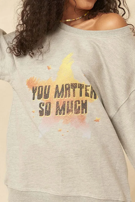 You Matter Vintage-Print Graphic Sweatshirt Hoodie with Hem Applique Textured Unique You Matter Vintage-Print Graphic Sweatshirt Hoodie with Hem Applique Textured Unique