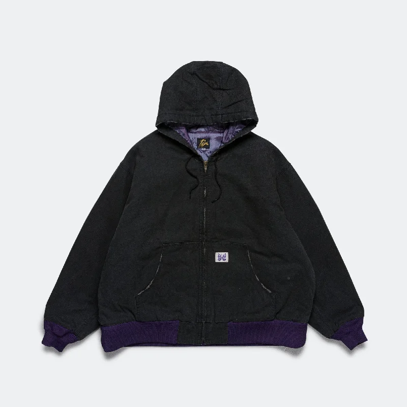 Zipped Work Hoody - Black 11ox Cotton Oxford Hoodie with Hem Drawcord Adjustable Customizable Zipped Work Hoody - Black 11ox Cotton Oxford Hoodie with Hem Drawcord Adjustable Customizable