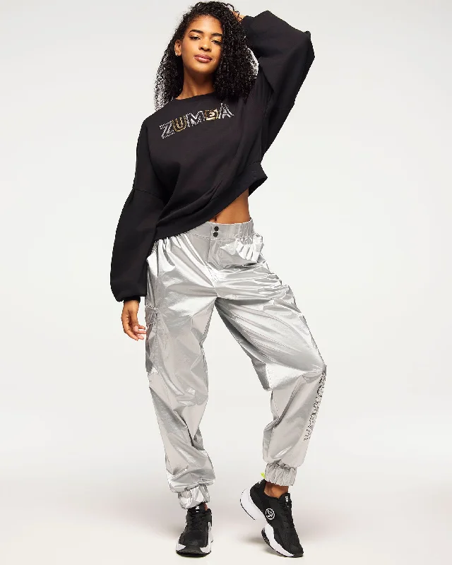 Zumba Runway Pullover Sweatshirt With Bubble Sleeves Hoodie with Turtle Neck Cozy Winter