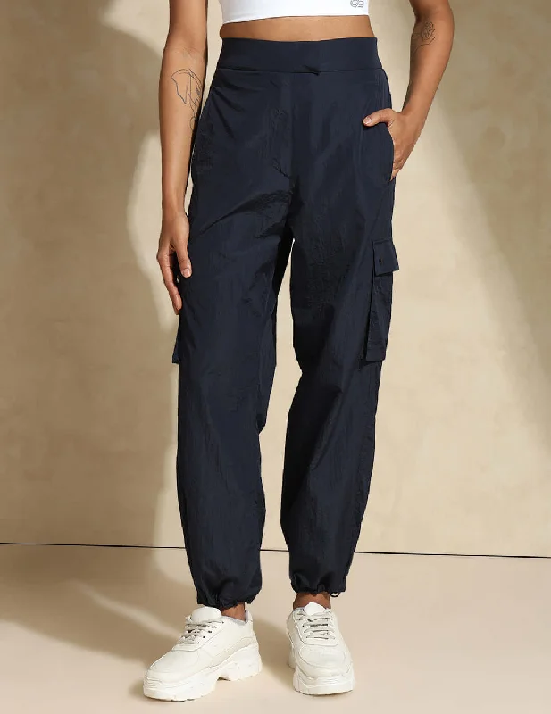 AeroTraq Cargo Pants Navy Elegant Silk Pants