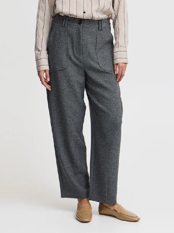 B Young ByEtona Pants Grey Relaxed High-Waist Trousers