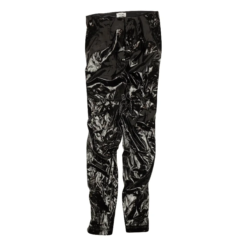 PALOMO Black Faux Leather Lace Up Pants Stylish Elastic Waist Pants