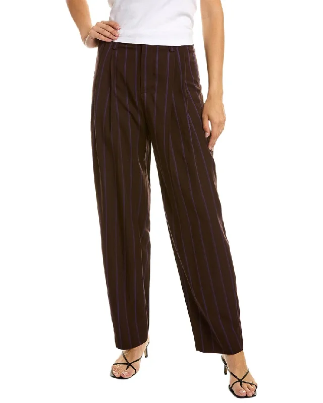 Vince Pleated Wide Leg Pant Comfy Zip-Up Pants