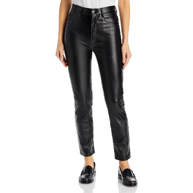 Sonya Womens Faux Leather Shimmer Skinny Pants Stylish Casual Pants